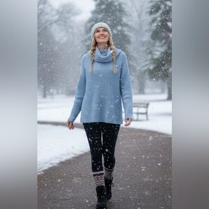 Benedetta B Merino Wool Blend Sweater M Powder Blue Quiet Luxury Cozy Cabincore